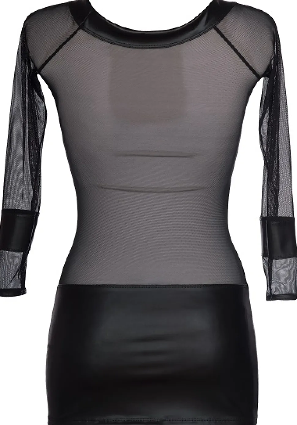 Wetlook Minikleid in Netz- und Strap-Optik V-8419 schwarz
