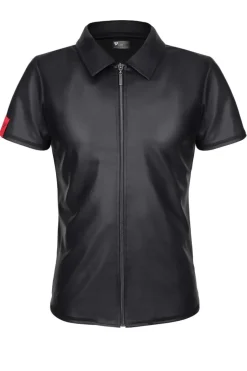 Wetlook Polo-Shirt mit Reißverschluss und feinen Details