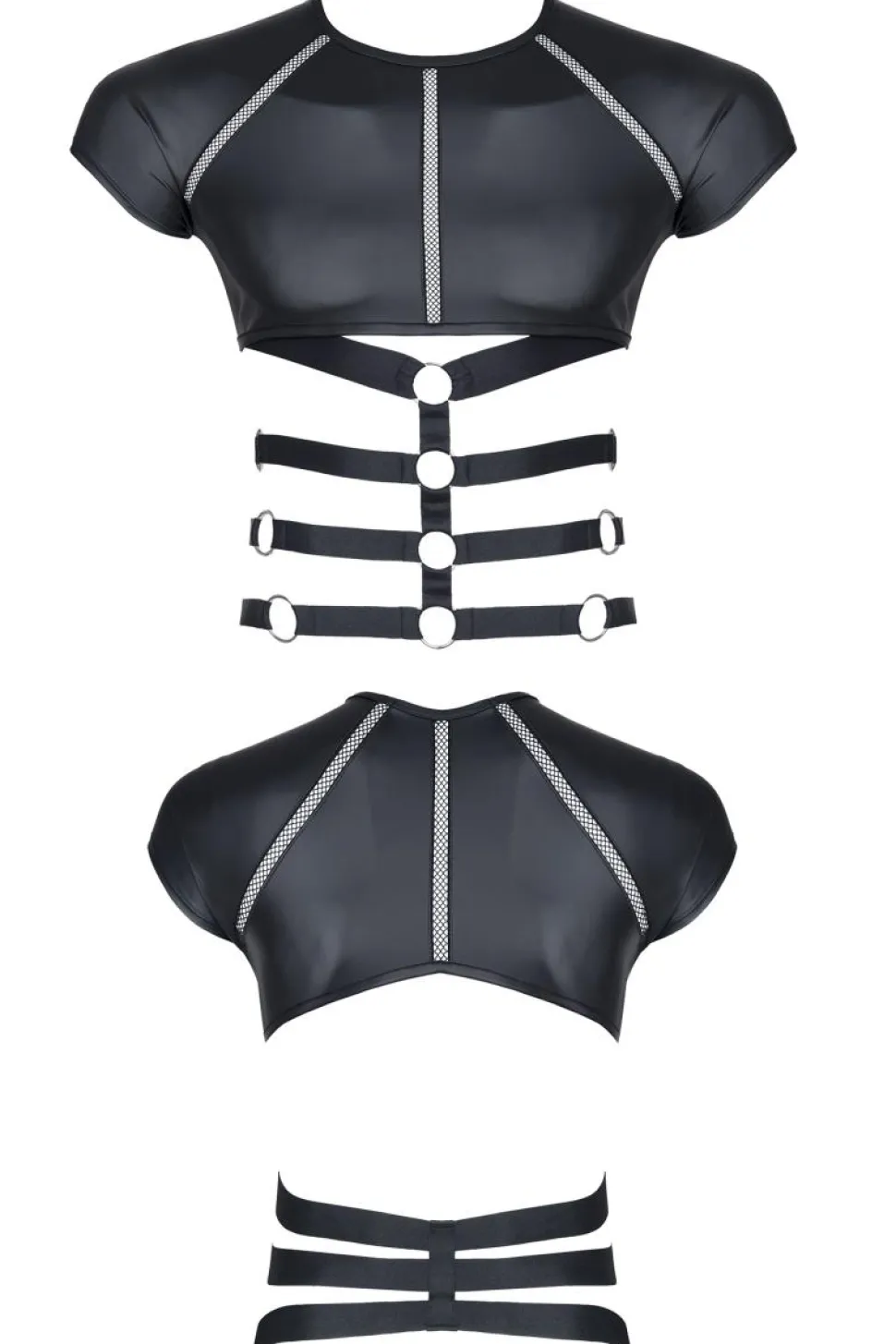 Wetlook Shirt mit Body-Harness Bondage Clubwear Fetisch