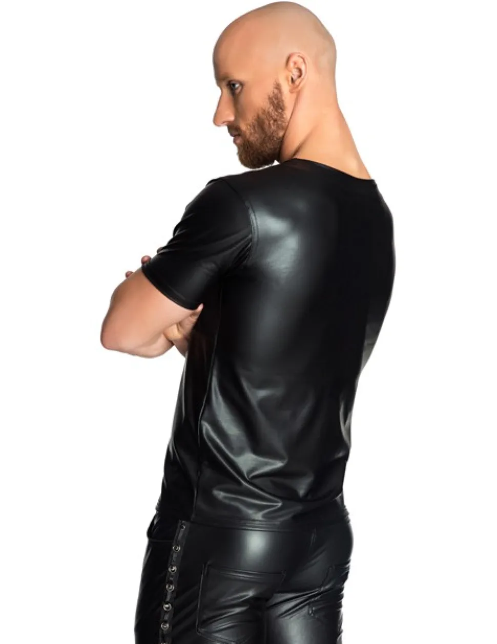 Wetlook Shirt mit V-Ausschnitt