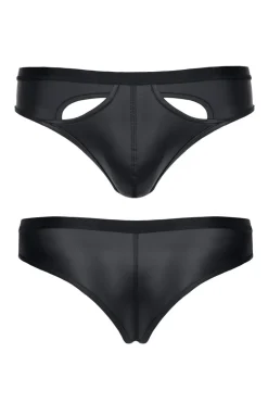 Wetlook Slip dehnbar mit breitem Gummiband und cute off front schwarz