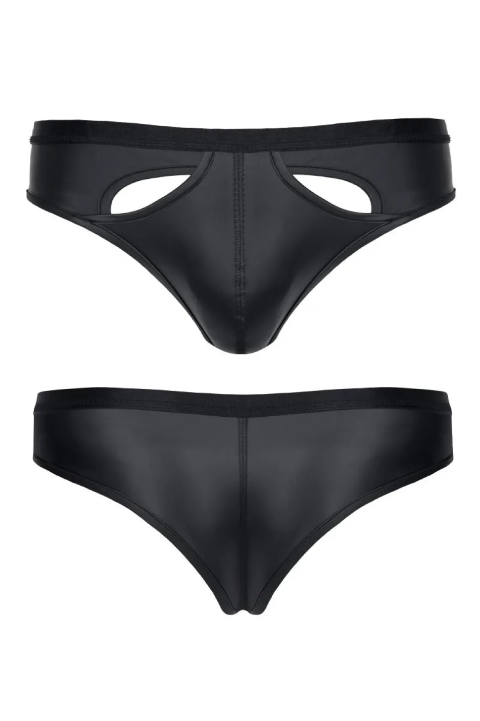 Wetlook Slip dehnbar mit breitem Gummiband und cute off front schwarz