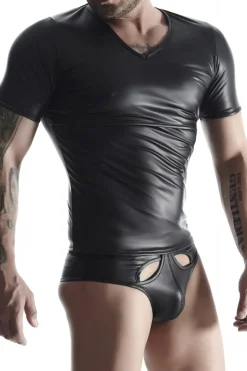 Wetlook T-Shirt kurzärmlig schwarz