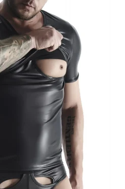 Wetlook T-Shirt kurzärmlig schwarz