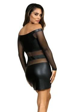 Wetlook-Club langärmliges Minikleid schwarz