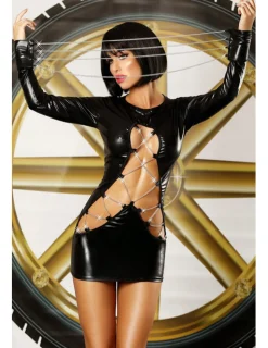 Wetlook-Kleid Dash schwarz